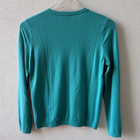 Talbots Petites M Button Up Cardigan Turquoise Cashmere Blend School Teacher - Picture 3 of 10